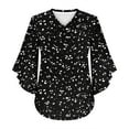 thumbnail image 7 of Vekome Womens 3/4 Sleeve Tops Plus Size Shirts Loose V Neck Casual Tee Shirts Print Summer Pullover Tops Black XL, 7 of 7