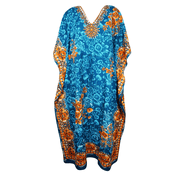 Womens Caftan Maxi Dress Blue Floral Butterfly Kaftan L-2XL
