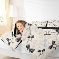 thumbnail image 3 of spefrowx Black Coquette Bow Print Full Size Bedding Sets for Kids, Beige Pearl Heart Full Size Bed in a Bag, Black Reversible, 7-Piece, 3 of 6