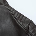 thumbnail image 5 of Xdegoge Mens Faux Leather Racer Jacket Stand Collar Motorcycle Biker Coat Quilted Paneled Zip Up Pu Outerwear Slim Fit Fall Winter Casual Vintage Windbreaker, 5 of 7