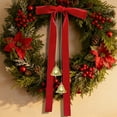 thumbnail image 5 of DAMAI Christmas Gold Bells with Red Velvet Bows Christmas Jingle Bells Door Hanger, Large Burgundy Velvet Christmas Wreath Bow Rustic Crafts Bows for Xmas Tree Wall Home Wreath Garland Staircase, 5 of 6