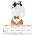 thumbnail image 6 of Women's Long Sleeve Bodysuit - Turtleneck, Slim Fit, Pure White Color, High Elasticity, Snap Closure - Size M, 6 of 6