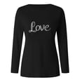 thumbnail image 4 of Valentines Long Sleeve Shirts for Women Casual Crew Neck Fashion T-Shirt Lover Printed Party Pullover Tops (L, Black), 4 of 5