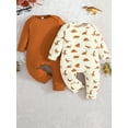 thumbnail image 2 of Bagilaanoe 2 Packs Newborn Baby Boys One-pieces Print Long Sleeve Jumpsuits 3M 6M 9M 12M 18M Infant Romper Casual Clothing, 2 of 8