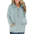 thumbnail image 1 of Chandails en Molleton à Manches Longues pour Femmes Col Quart 1/4 Zip Pull Décontracté Uni avec Poches (S-2TG), 1 of 6