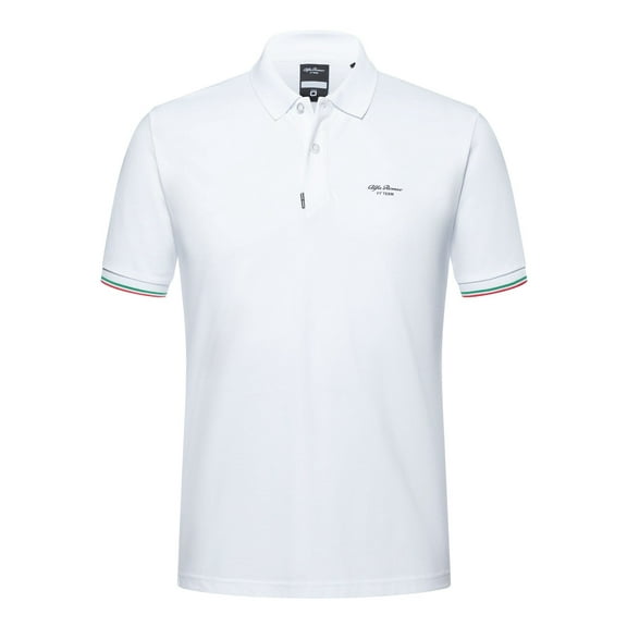 Alfa Romeo Racing F1 Small Logo Pique Polo Shirt - White/Black/Blue/Red