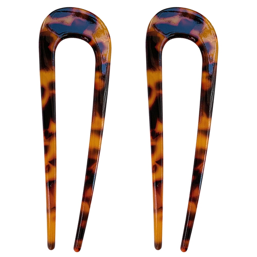 2 Pieces Large U Shaped Hair Pins for Girls Hairstyle Acetate Hair