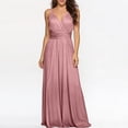 thumbnail image 2 of CIENVNSTG Women Sexy Sleeveless V-Neck Maxi Dress Evening Long Prom A-Line Dress Spaghetti Strap Wedding Cocktail Maxi Gown Pink XL, 2 of 6