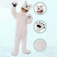 thumbnail image 4 of Likimi Toddler Boys Girls Jumpsuits Long Sleeve Cartoon Bear Shaped Hooded Fashionable Comfort Outfits With Zipper Size 5-6 Years White, 4 of 9
