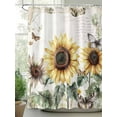 thumbnail image 2 of Shower Curtain Yellow Sunflower Shower Curtains for Bathroom, Waterproof Polyester Shower Curtain Set with Hooks, Standard Size 72" x 72" Retro Flower Butterfly, 2 of 6