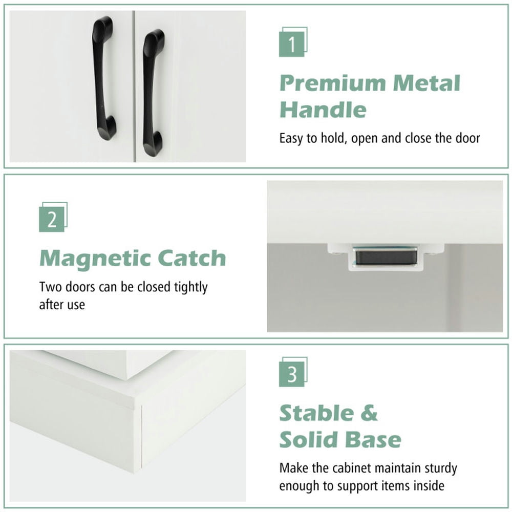 Finihen Kitchen Storage Cabinet, Buffet Sideboard, Freestanding Buffet Cupboards Sideboard with 2 Doors and Anti-Tipping Devices, for Dining Room, Kitchen, Living Room, White Finihen Kitchen Storage Cabinet, Buffet Sideboard, Freestanding Buffet Cupboards Sideboard with 2 Doors and Anti-Tipping Devices, for Dining Room, Kitchen, Living Room, White