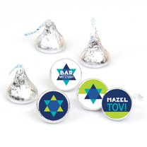 Big Dot of Happiness Blue Bar Mitzvah - Boy Party Round Candy Sticker Favors - Labels Fits Chocolate Candy (1 sheet of 108)
