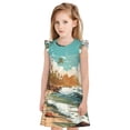 thumbnail image 1 of Balery Coastal Palm Beach Camisón de princesa para niñas, pijama de algodón con mangas abullonadas, suave y bonito.-Medium, 1 of 6