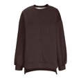 thumbnail image 5 of Wang6 Womens Plus Size White Sweatshirts Long Sleeve Crew Neck Tunic Pullovers Comfy Fall Loose Fit Drop Shoulder Solid Tshirts Tops Coffee XXXL, 5 of 5