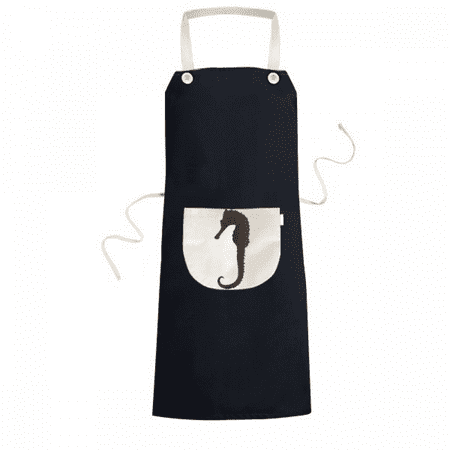 

Hippocampus Marine Life Black Outline Apron Bib Sarong Cooking Baking Kitchen Pocket Pinafore