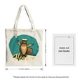 thumbnail image 5 of Cute Cartoon Owl Sailor Tote Bag - Multifunctional Canvas Bag for Shopping Travel & Parties - Teal Background with ' Hayane ' in Yellow Cursive, 5 of 6