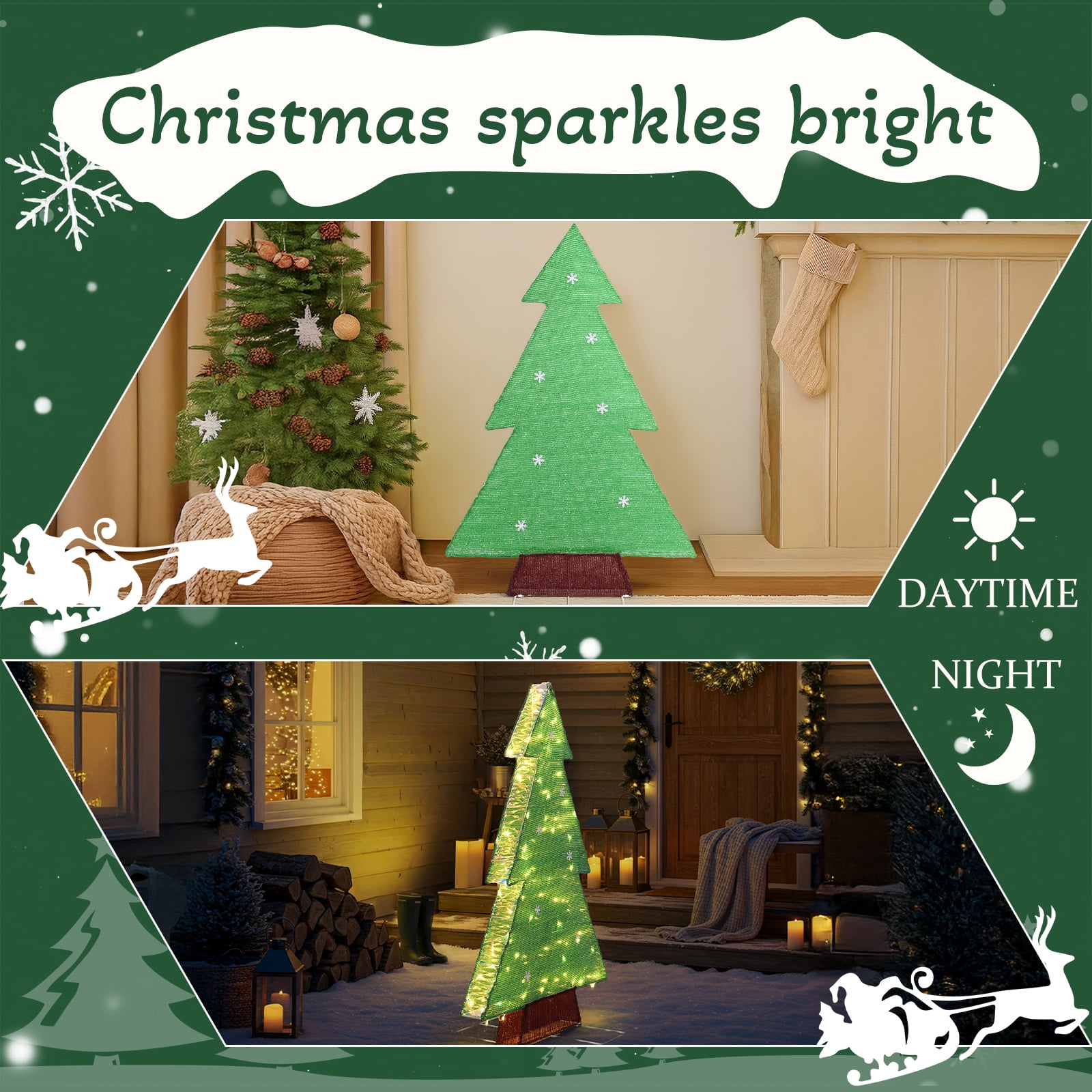 Astoutdoor 4 ft Lighted Christmas Tree, Pre-lit Holiday Decoration with 110 Warm White LED Lights, Indoor Outdoor Use