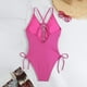 thumbnail image 5 of MKLEKYY Trajes De Baños Women Sexy Lace Up 1 Piece Swimsuit Deep V Neck Bathing Suits, 5 of 6