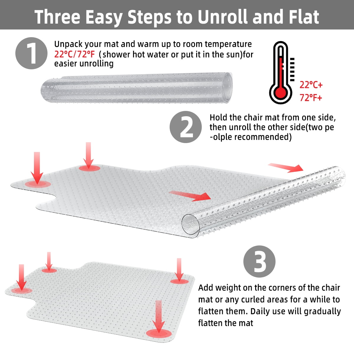 GPED Office Carpet Chair Mat, 36" x 48" Carpet Protector Mat with Lip for Home, Gaming Floor