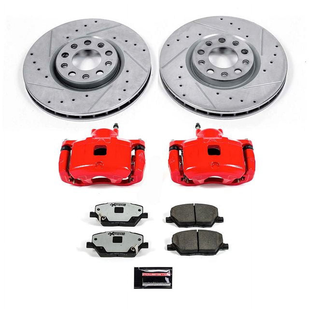 PowerStop Front Z36 Truck & Tow Brake Pad and Rotor Kit with Red Powder Coated Calipers Fits: JEEP Select Models KC7299A-36