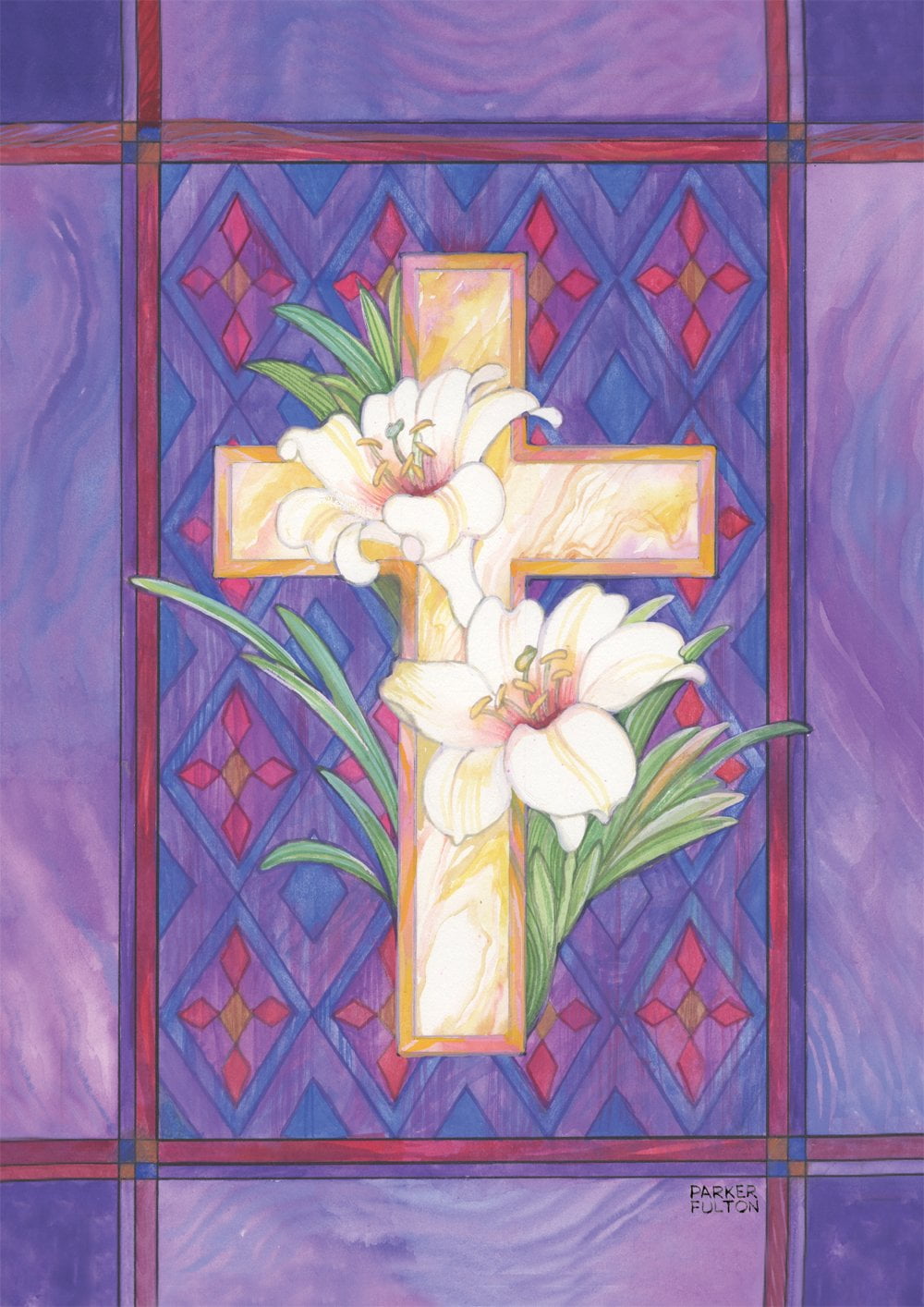 Briarwood Lane Easter Blessings Garden Flag Cross & Lilies Religious 12.5 x 18 