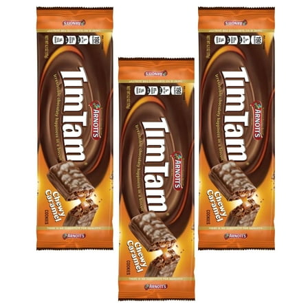 Tim Tam Choc Cookie Biscuits (Pack of 3 x 175g) Chewy Caramel, Aussie Made & Loved