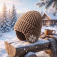 thumbnail image 6 of Voska Thick Knit Maple Leaf Ear Protection Pullover Hat For Men Women Soft Polyester Warm Winter Beanie Stylish Cold Weather Headgear Khaki, 6 of 6