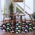 thumbnail image 5 of Easter Colorful Rabbits Large Round Rug 7Ft Spring Flower Cartoon Cute Black Circle Area Rugs Washable Non Slip Indoor Floor Mats Carpet for Living Room Bedroom Dining Room Home Decor, 5 of 9