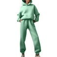 thumbnail image 2 of Women's solid color casual fashion trousers thickened sports hooded sweatshirt suit, 2 of 20
