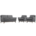 thumbnail image 2 of Modway Beguile 3 Piece Upholstered Fabric Living Room Set in Gray, 2 of 6