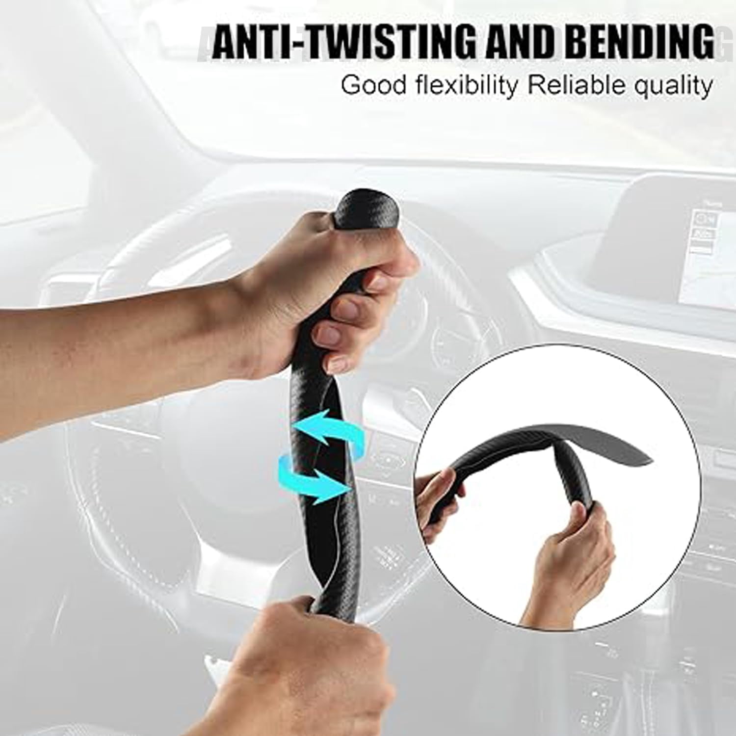 Aurovault Carbon Fiber Steering Wheel Cover, 3PCS Snap-On Anti-Slip Wrap, Universal  Car Steering Wheel Protector, Easy Install Interior Accessories