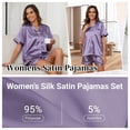 thumbnail image 6 of Women's Short Sleeve Satin Pajama Set - Button Down Silk Sleepwear Valentine's Day Pajamas Gift for Her 2 Piece Outfit Loungewear Set,Sizes S-XXL, 6 of 14