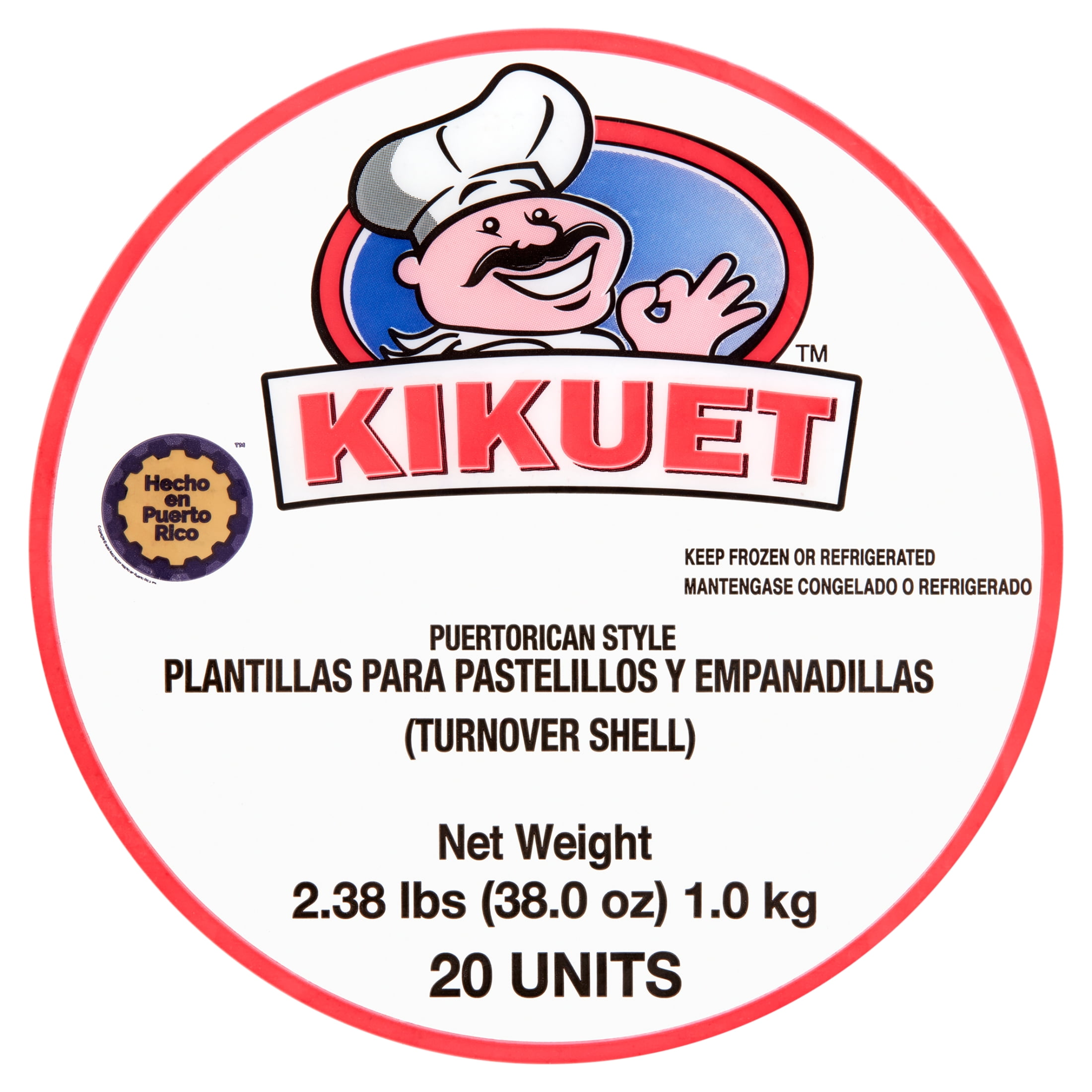 Kikuet Puertorican Style Turnover Shells, 38.0 oz, 20 Count (Frozen)