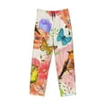 thumbnail image 4 of Daiia Men'S Flowers And Birds Watercolor Pants,Bottoms Sleep Lounge,Pajama Pants,Pj Bottoms Drawstring And Pockets-Large, 4 of 9