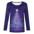 thumbnail image 4 of HOMBOM Womens Funny Shirts Christmas Casual Plus Size Merry and Bright Purple Xmas Crewneck T Shirts for Women Long Sleeve, 4 of 9