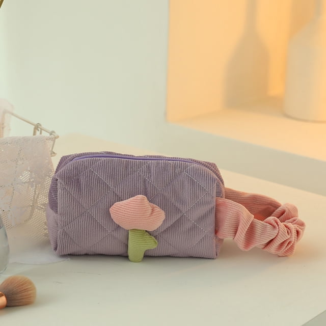 Fiudx Bolsa de Maquillaje de Gran Capacidad para Artículos de Tocador, Diseño de Niña Adorable, Cierre de Cremallera Suave, Portátil, Fácil de Llevar, Bolso Multiusos para Viajes, Trabajo y Uso Diari