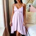 thumbnail image 5 of CHUMUD Petite Womens Summer Nightgowns V-Neck Spaghetti Strap Nightgown, Casual Sleeveless Pajamas Babydoll Sleep Dress, 5 of 8