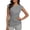 Gray, variant on Women's Twist Front Cap Sleeve Top, Asymmetrical Hem Crew Neck Slim Fit Blouse, Casual Solid Color Shirt