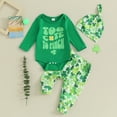 thumbnail image 2 of Bagilaanoe 3pcs Newborn Baby Boys Holiday Outfits Pants Set Letters Long Sleeve Romper Tops + Leggings + Hat 3M 6M 12M 18M Infant Casual Clothes, 2 of 10