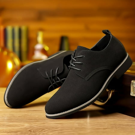 

TUOBKE Solid PU Uppers Lace-up Derby Shoes Size Men‘s Wear-resistant Non-slip Semi-formal Outdoor Casual Shoes