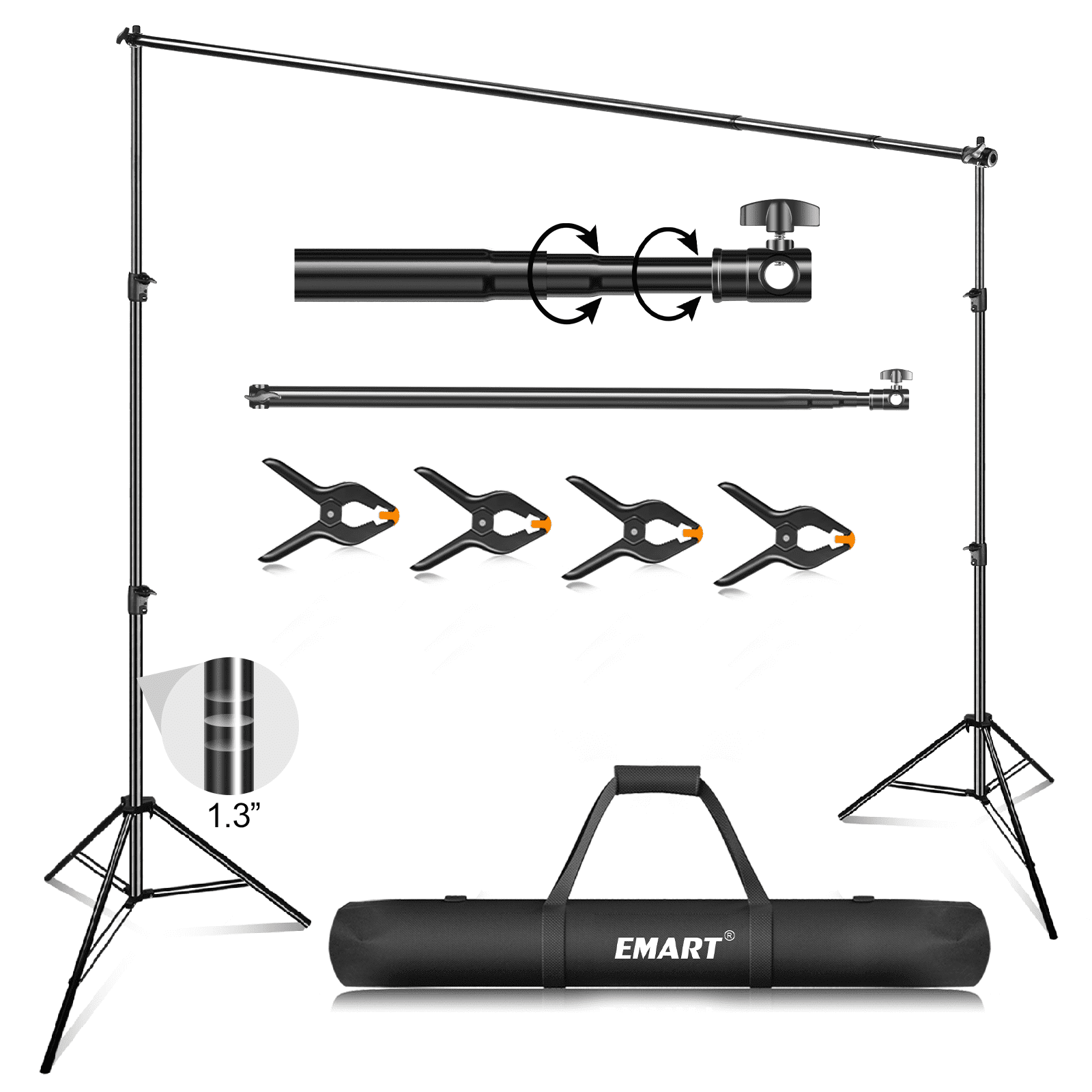EMART Backdrop Stand Heavy Duty 10 x 10 ft, Adjustable Photography Backdrop Stand Kit with Carry Bag