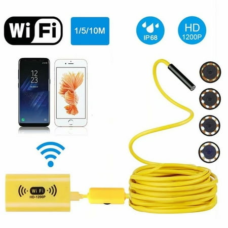 VicTsing 1m WiFi Endoscope Soft Cable IP68 Waterproof 8 LED 8mm Inspection Camera 1600*1200 HD Camera for iOS Android iPhone Mac