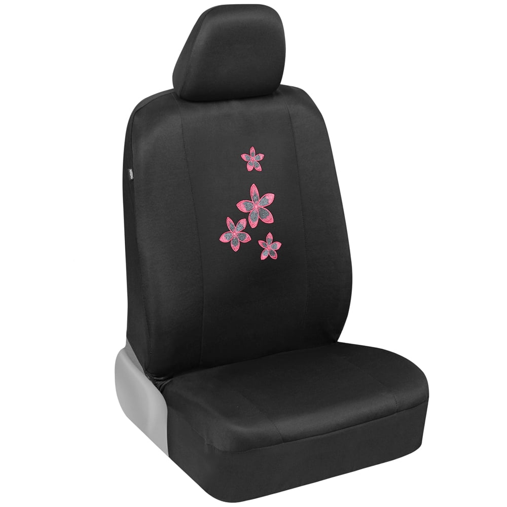 BDK SC-505 Design Car Seat Cover (Floral Design Front Rear Full Set Seat Protection + 1 Steering Wheel Cover + 2 Belt Pads), 1 Pack