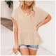 thumbnail image 4 of Fiudx Camisas de Mujer Blusa Sólida de Manga Corta con Volantes y Cuello En V para Mujer, 4 of 7