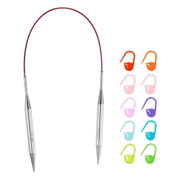 Uxcell Knitting Needles Size US 11(8mm) Circular Needle 16 Inch(40cm) Round Metal Stainless Steel Needle for Handmade Projects DIY Knitting