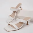 thumbnail image 4 of Pennysue Women Square Toe Low Heel Sandals Cushioned Slip On Two Strap Heeled Sandals for Wedding Working Partying, 4 of 7