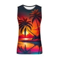 thumbnail image 4 of Penkiiy Sunset Print Beach Tank Tops Men Summer Casual Sleeveless T-Shirt Round Neck Sports Tee Racerback Workout Tanks 2XL Orange, 4 of 5