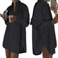 thumbnail image 3 of Gdvsclr Women'S Casual Shirt Dress Collar V Neck Button Down Loose Long Sleeve Mini Dresses, 3 of 7