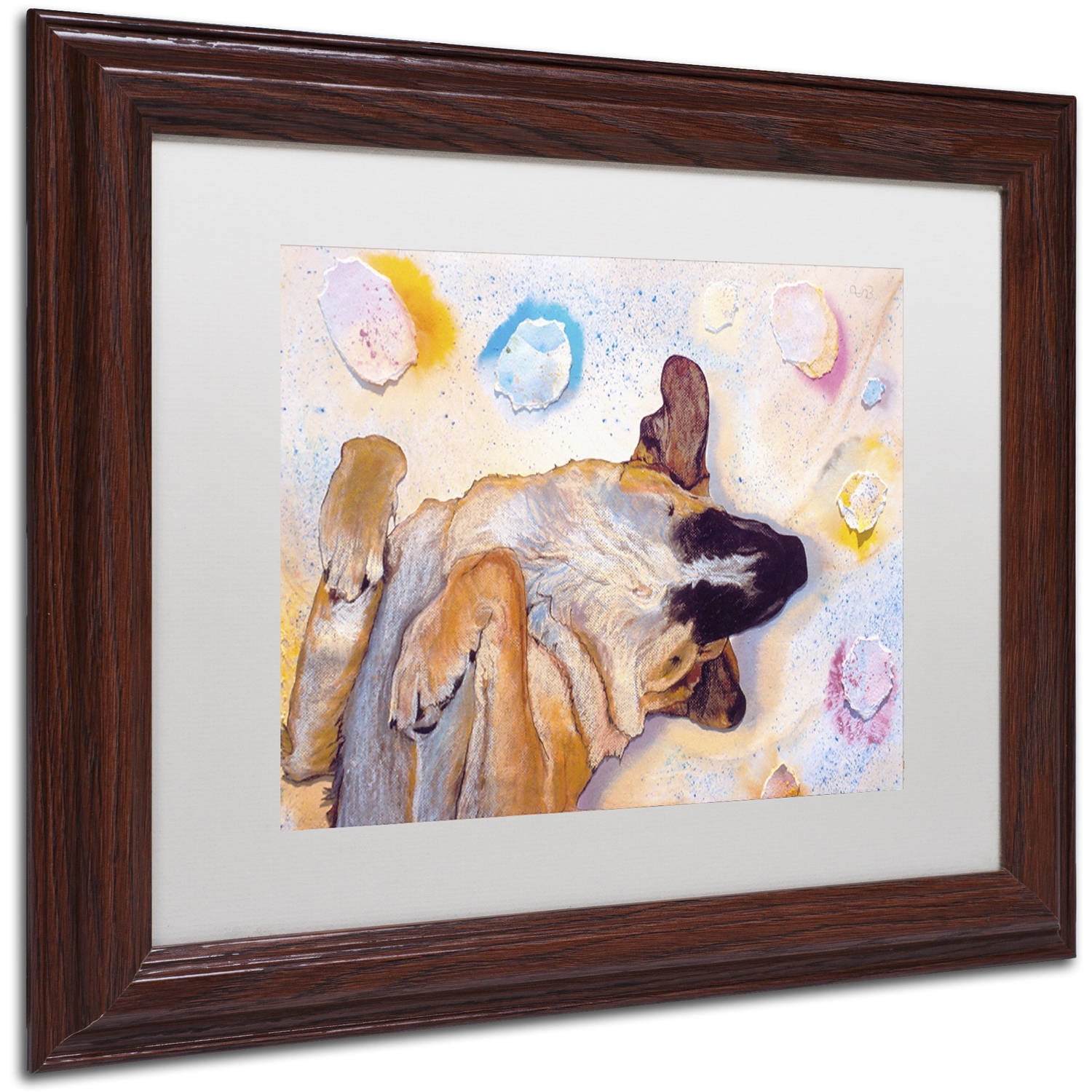 Trademark Fine Art "Dog Dreams" Canvas Art by Pat Saunders-White, White Matte, Wood Frame