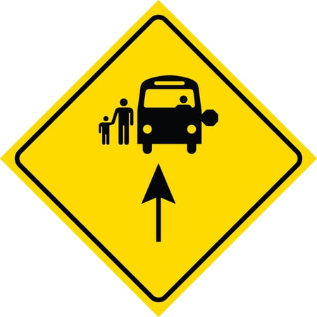 Plastic Stop Sign Yellow Diamond Road Notice Bus Stop Ahead Sign Commercial Plastic Square Sign, 12x12 ()
